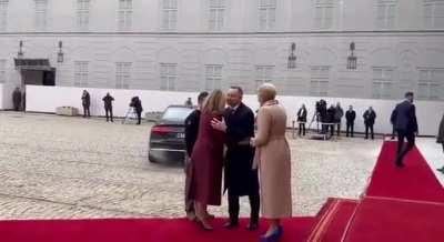 President Zelensky and First Lady Zelenska met with President Andrzej Duda in Poland. This is President Zelensky's first pre-announced trip since the invasion began, and his third foreign visit in more than a year.