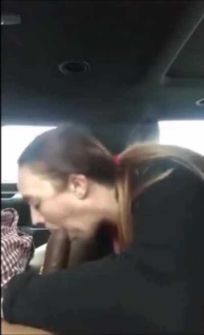 College slut sucks thick bbc in front of frat house