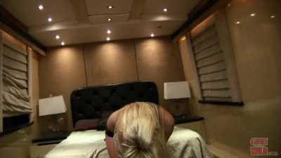 Embarrassed topless hottie