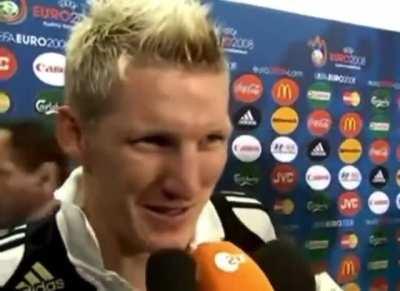 Watch Bastian Schweinsteiger die inside as Spain celebrate their Euro 2008 victory over Germany.