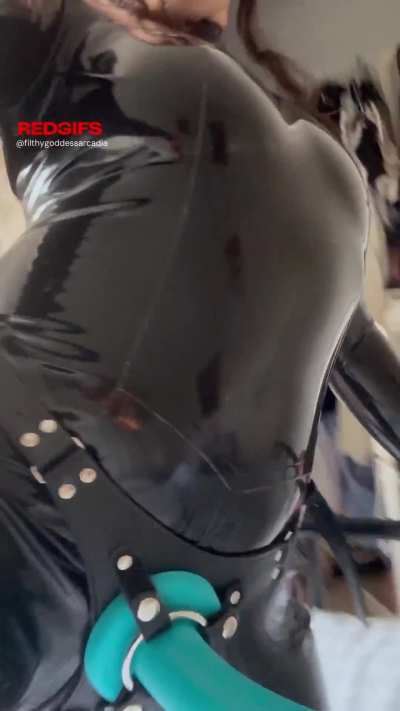 Latex, strap on and wet pussy - the aftermath of yummy rubber lesbian sex