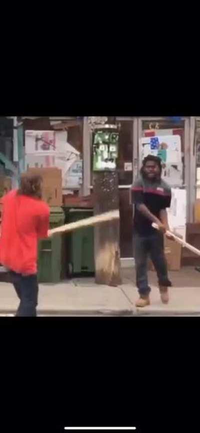 Drops weapon. Runs. Falls… Gets face obliterated?