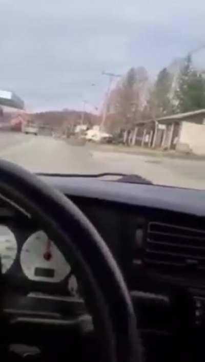 Driver in Kosovo (Serb) drives over a pedestrian and then runs away!