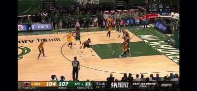 [Highlight] Donte DiVincenzo gets left on an island with Jimmy Butler in OT but plays amazing 1-on-1 defence to force the miss