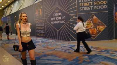 Dared to walk through the casino with my pussy showing!