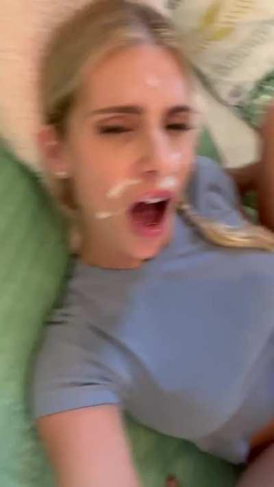 Cum on my face but keep fucking me after