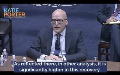 Video of a chart showing inflation is rising due to corporate profits and not because of people asking to be paid a living wage.