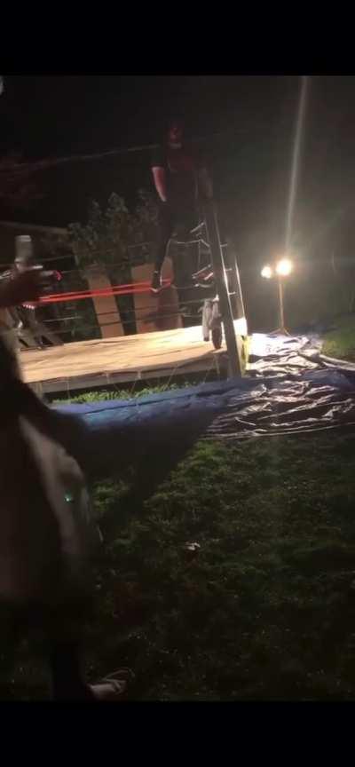 HMF while I jump from the top turnbuckle!