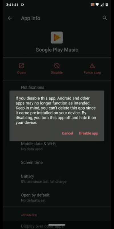 You can't uninstall Google Play Music, even though you can't even use it anymore.