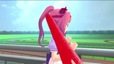Haru Urara gets whacked with a pool noodle and enjoys it (@ 1zumiCh)