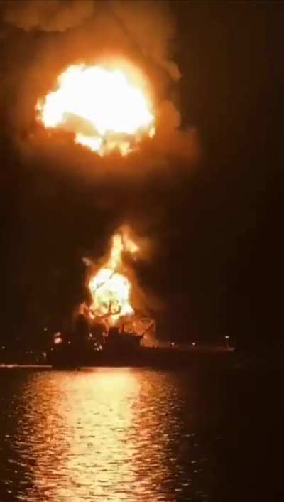Two tankers on fire after being struck near Basra in Iraqi territorial waters