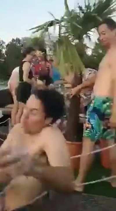 Guy gets impaled while drunk on a boat