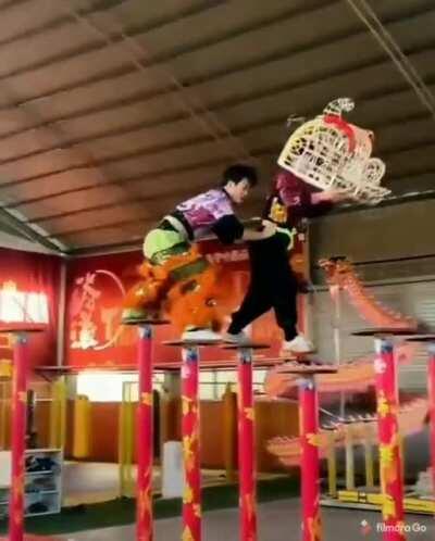 Lion dance practice