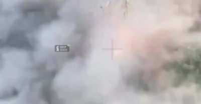 A Russian soldier decides to defuse an unexploded Ukrainian FPV quad with a stick.