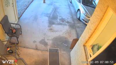 Burglar caught trying to break in. Security device scared him away