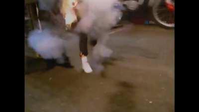 BBC Presenter catches fire