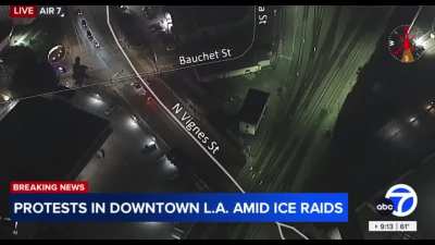 LA Protests 6/8/2025 — Driver in light gray van intentionally tries to run over multiple people