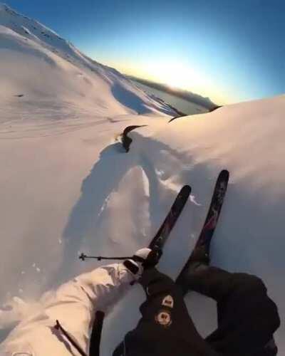 Golden hour skiing