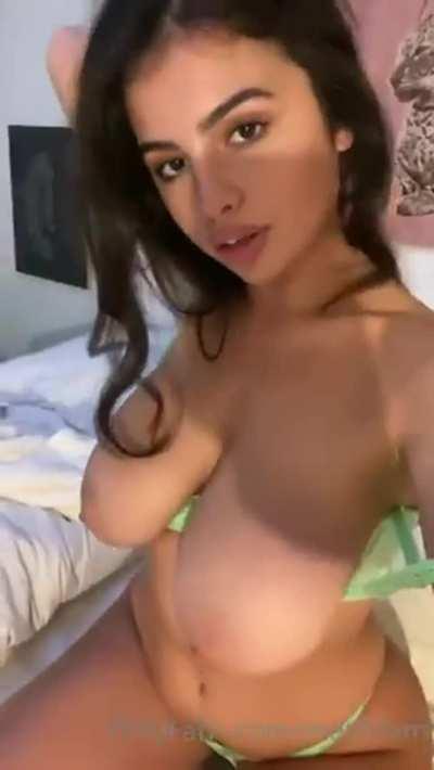 Mati playing with her huge tits