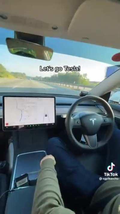 A Singaporean enjoying his Tesla autopilot on Malaysian highway