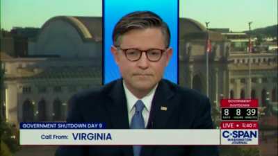 Speaker Mike Johnson got called out on air by a Republican resident of Virginia