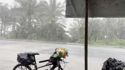Rain during our 360+ kms bike ride