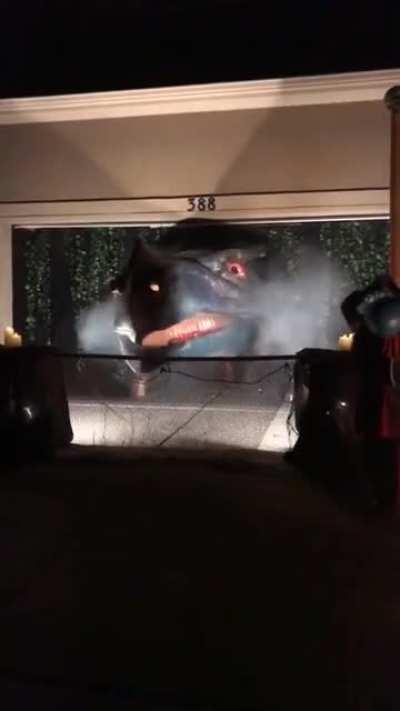 Garage becomes a dragon lair for Halloween