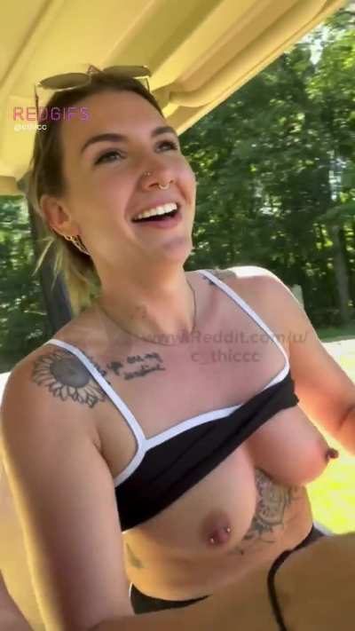 Mile high titties on the golf course