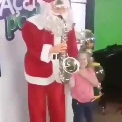 Having fun with a mall Santa