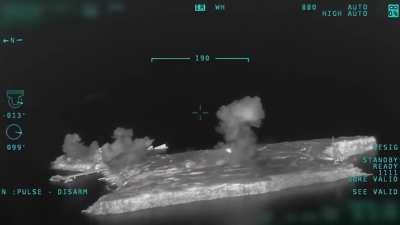 ua pov Upscaled and 60fps interpolated video of the May 2022 SU-27 strike on Snake Island. These were Ukrainian jets bombing Russian positions.