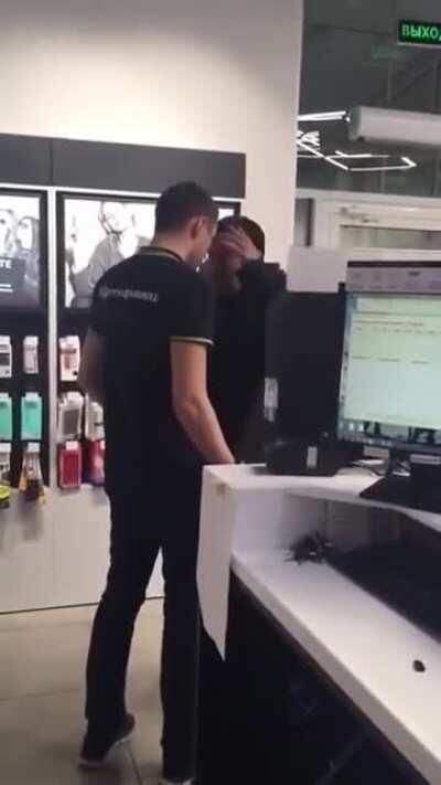 Customer gets folded like an omelet