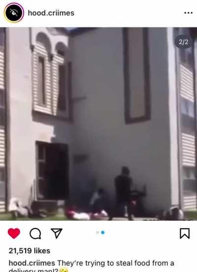 They tried to rob buddy for his pizza but he reversed the roles on them