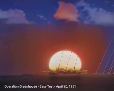 Declassified and upscaled nuclear test footages.