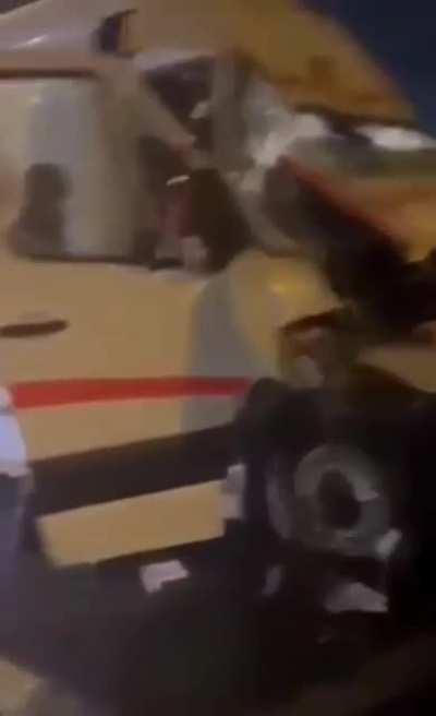 An ambulance rushed to the scene only to join it