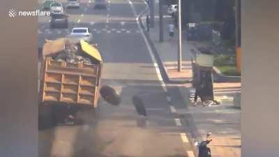 The enemy launches an onslaught against 2 pedestrians hitting one and missing the other. They’re resorting to recruiting their own children now. The little one hits its target.