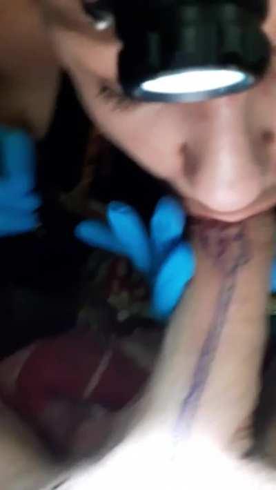 She Sucked of a Client While Tattooing Him