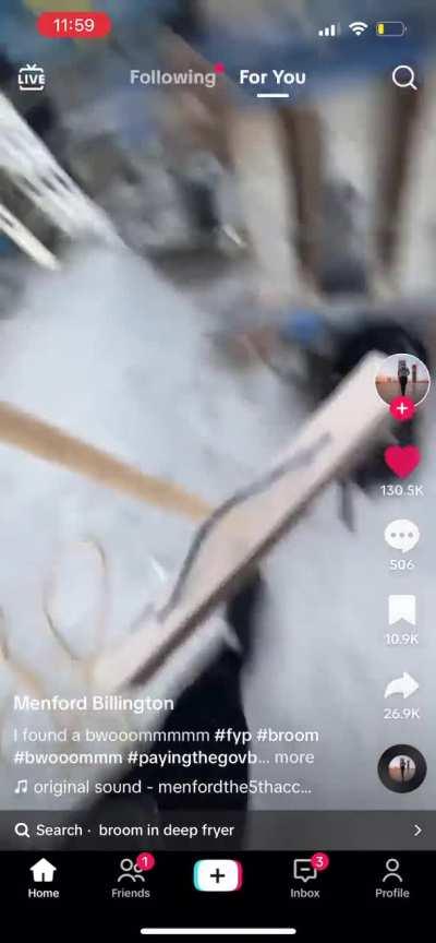 Man “accidentally” drops broom