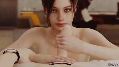 Claire Redfield Blowjob n Cumshot (Bewyx)