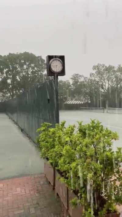 Rainy day here at the Tennis Courts. Loud thunder towards the end.