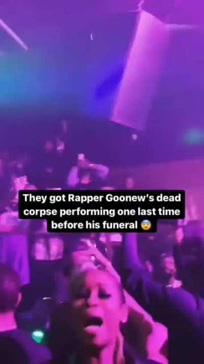 this guy fucking died but they rolled him out to perform a gig anyway