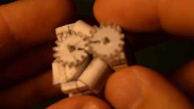 A working v8 engine model made entirely of paper.