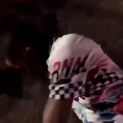 This girl slept him with a slap.