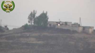 FSA BGM-71 TOW team targets an SAA T-72 outside of Aleppo - 8/1/2014