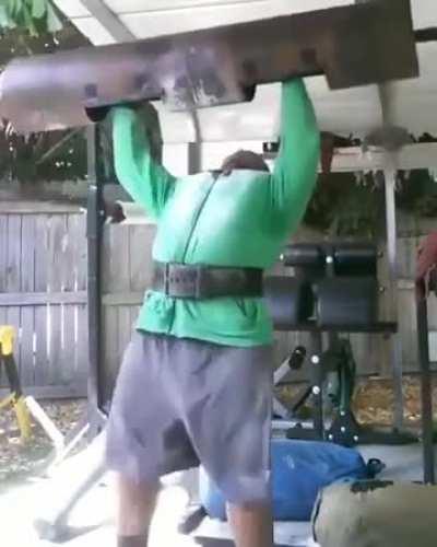 Attempted solo weightlifting ends badly