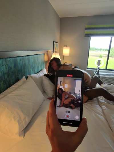 Hubby recording as I impale myself on a BBC