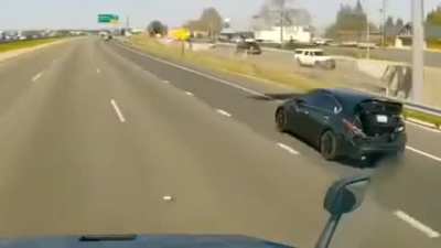 Road Rager Brake Checks a Semi
