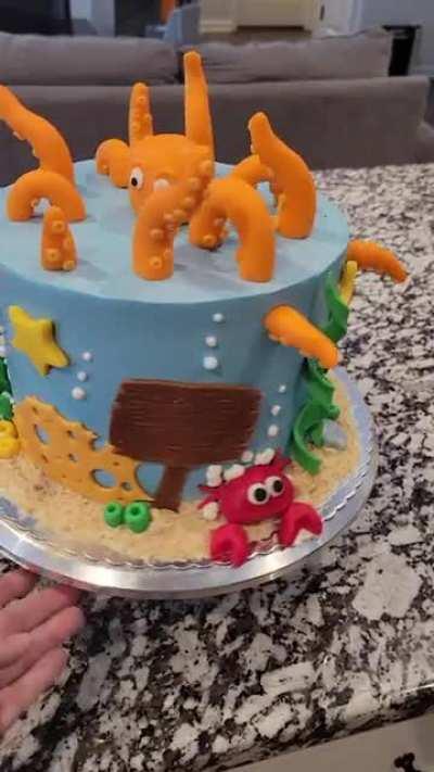 Under the sea( customer cancelled last minute and i just couldnt let that lil octopus go to waste) triple chocolate with italian meringue buttercream