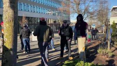 Single shot fired at Olympia rally today after scuffle with right-wing counter protestors