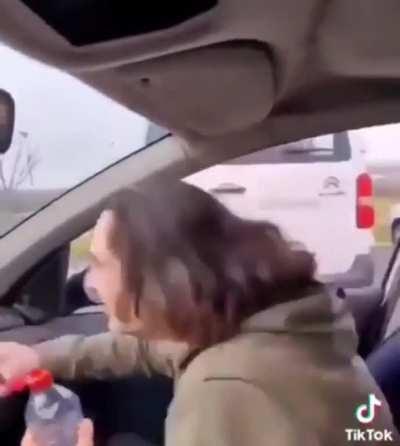 Spraying water at strangers.