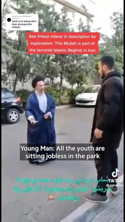 Slapping mullah for genocide, murder, racism, injustice, gender apartheid, terrorism, corruption, embarrassing, and destroying Iran